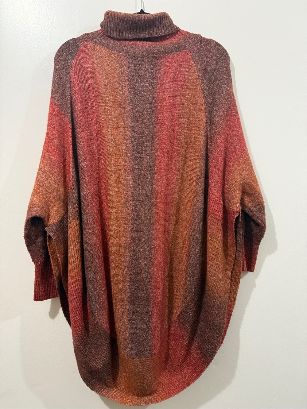 M Made in Italy Poncho Rust Combo Terracotta Orange Size S – Oversized Fall - Picture 2 of 10